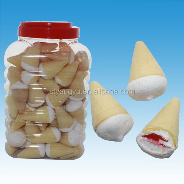 ice cream cone with mix flavor marshmallow candy