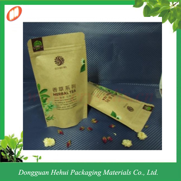 Hot sale standing up kraft paper tea bag