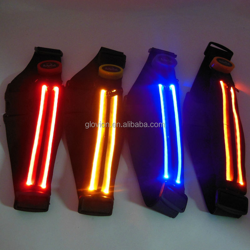 伸縮性ウエストバンドのためのledライト付きランニングウエストバンドロゴプリントポーチ付きグローアップライトスポーツのためのウエストバンド問屋・仕入れ・卸・卸売り