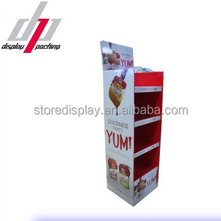 2 Tiers Cardboard Display Stand for Chewing Gum , Counter Top Tray with Glossy Laminating