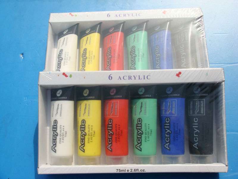 6 colors 75ml cheap acrylic paint set, acrylic paint color, high quality acrylic paint, EN71-3,EN71-9問屋・仕入れ・卸・卸売り