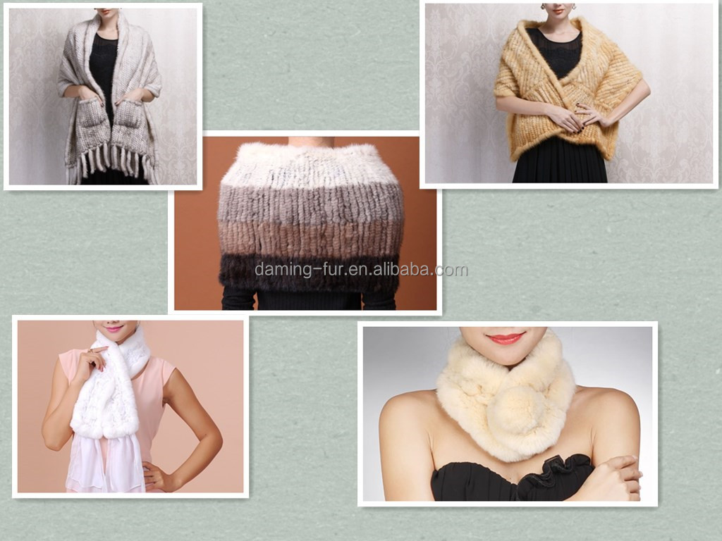 女性の素敵な冬ニット2014年白い毛皮スカーフ仕入れ・メーカー・工場