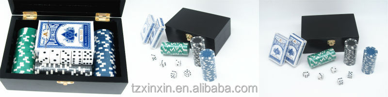ポーカーチップセットポーカーは木製で設定ポーカーボックスとポーカーチップとサイコロ問屋・仕入れ・卸・卸売り