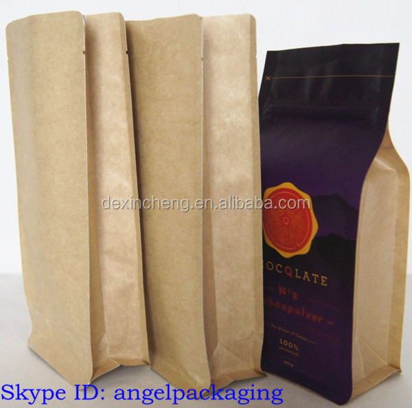 Resealable Block Bottom Bags For Food Package