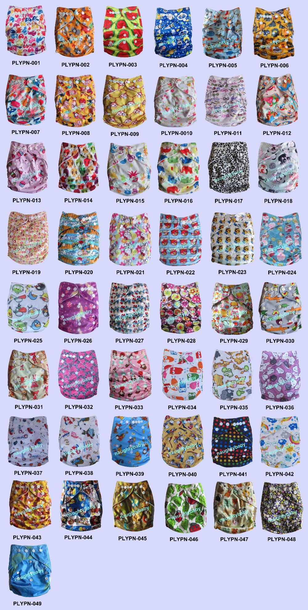 Cartoon(special) printed cloth diaper pattern list