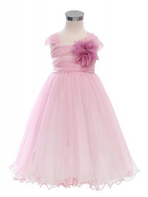 新しいファッションの肩の花yl-h1972014年キャップスリーブピンクの床長さのフラワーガールのドレス問屋・仕入れ・卸・卸売り