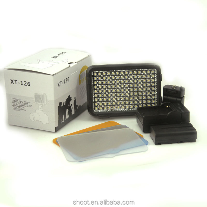 Ledビデオライトxt-126バッテリーと充電器付きdvビデオカメラ照明用ランプ問屋・仕入れ・卸・卸売り