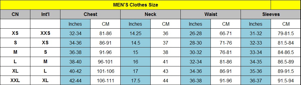 men\\\'s clothes size