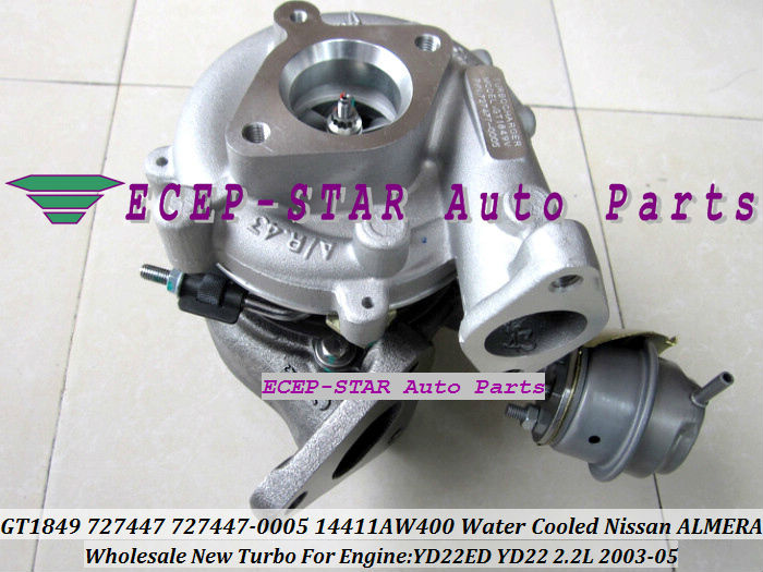 GT1849 727447 727447-0005 14411AW400 Water Cooled Turbo Turbocharger For NISSAN ALMERA Engine YD22ED YD22 2.2L (3)