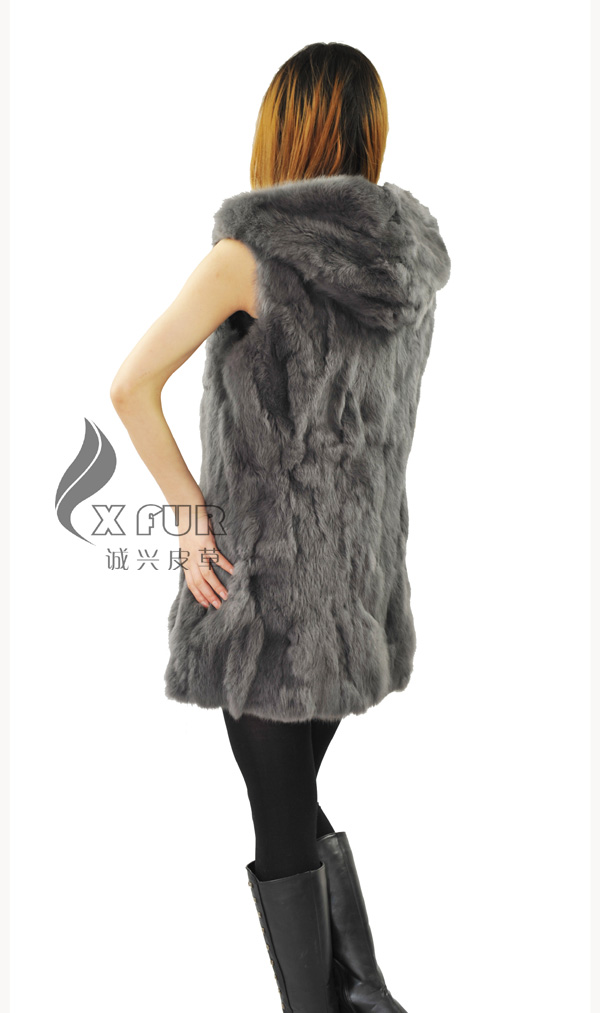 女性ファッションドレスcx-g-b-31a痩身ウサギの毛皮のベスト問屋・仕入れ・卸・卸売り