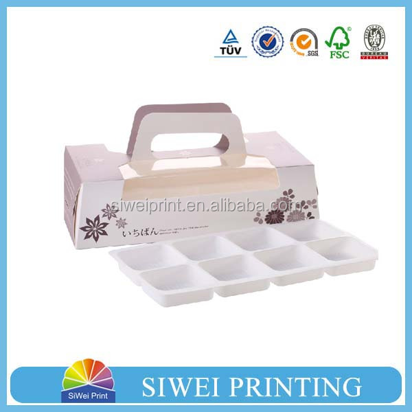 Custom paper cupcake box with paper tray and clear PVC window