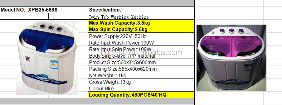 売れ筋半- 自動ミニ洗濯機ツイン浴槽xpb35-588s問屋・仕入れ・卸・卸売り