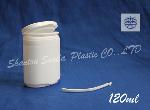 custom made oval shape HDPE plastic chocolate candy bottle/jar, HDPE chewing gum bottle with tear off cap 120ML