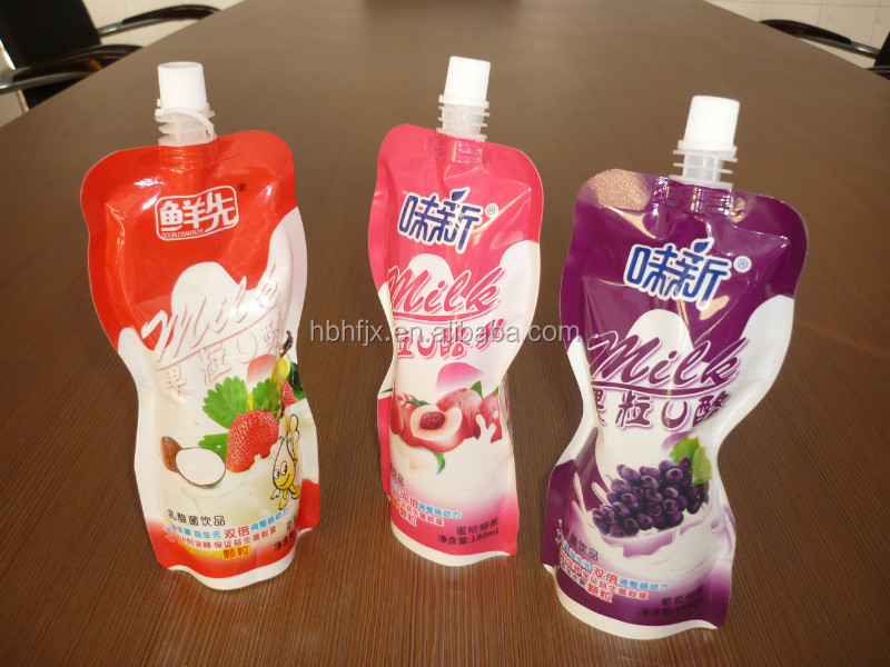 Red wine pouch with spout filling capping packing machine