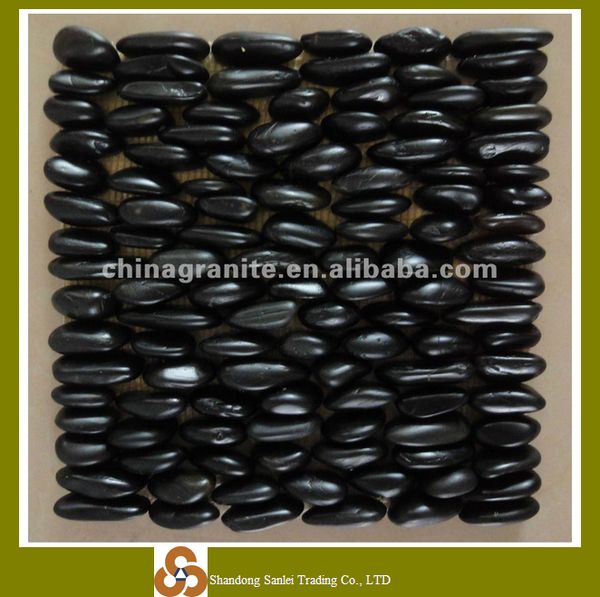 black pebbles with mesh