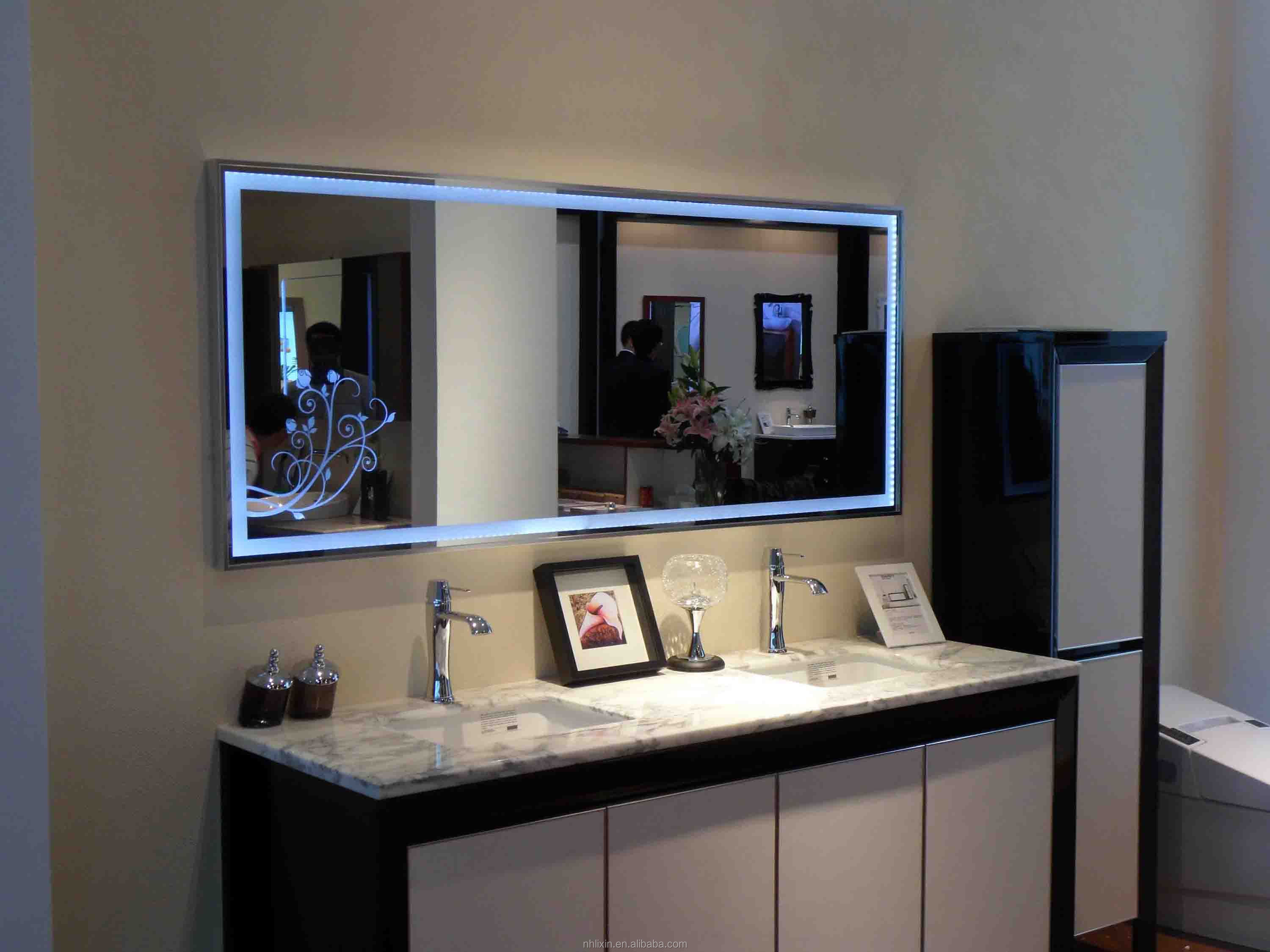 花のパターンledライト付きミラー、 タッチスクリーンのバスルームの鏡、 バスルームの鏡仕入れ・メーカー・工場
