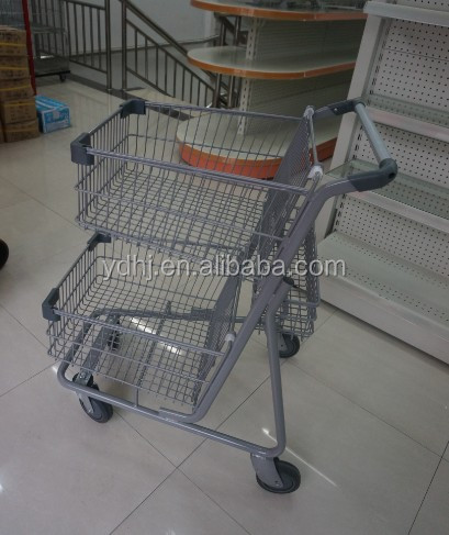 販売のための!!! ダブルバスケットカナダ食料品2- 層によって、 カートショッピング商用製品蘇州yuanda共同。、 株式会社。 yd-j641仕入れ・メーカー・工場