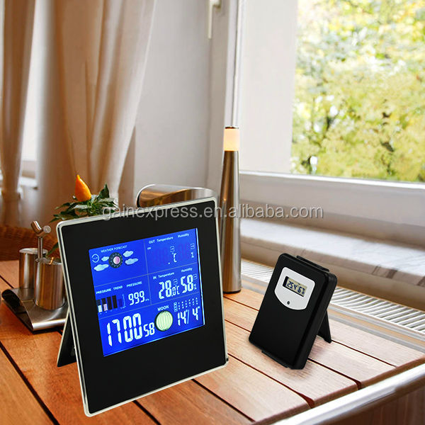 Indoor/Outdoor Wireless Weather Station Temperature Humidity RH Air  Pressure RCC DCF with Bar Chart 
