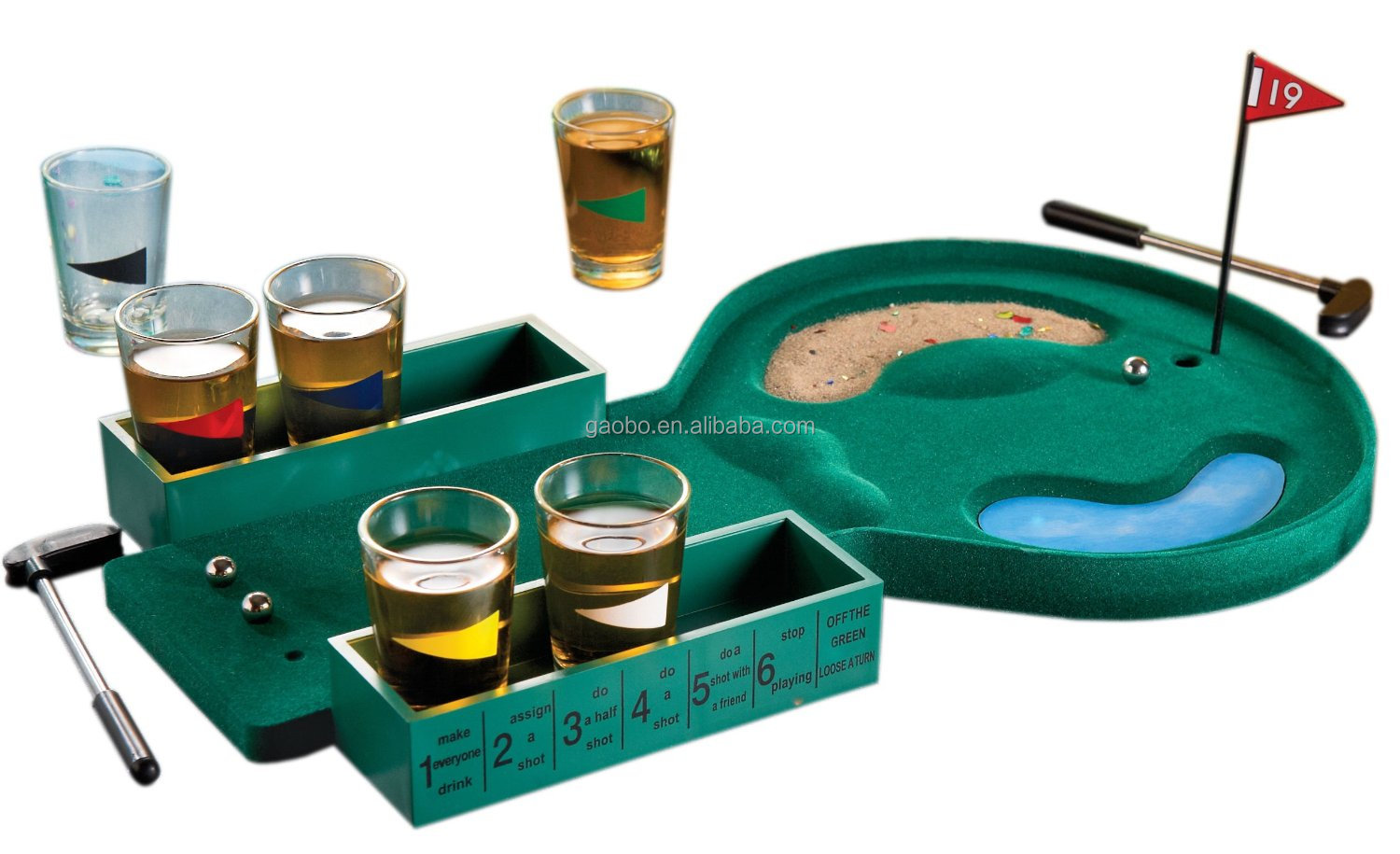 ゴルフ7アクセサリーの飲酒でゲーム6ショットグラス/熱い販売のゴルフの飲酒ゲーム問屋・仕入れ・卸・卸売り