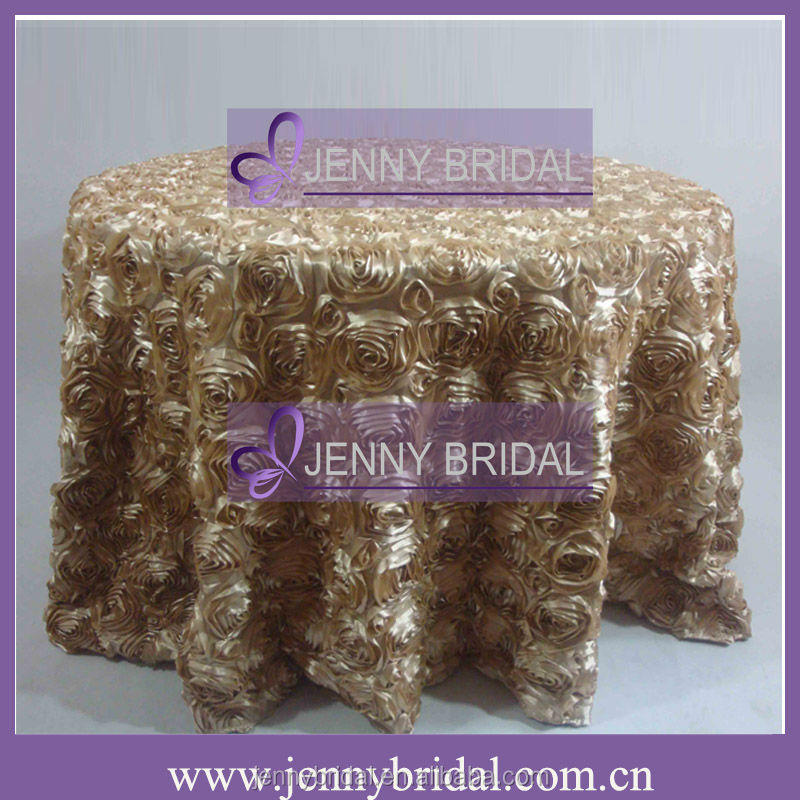 Tc031h Jenny Bridal Wedding Decoration Cream Rosette Satin Table Cloth