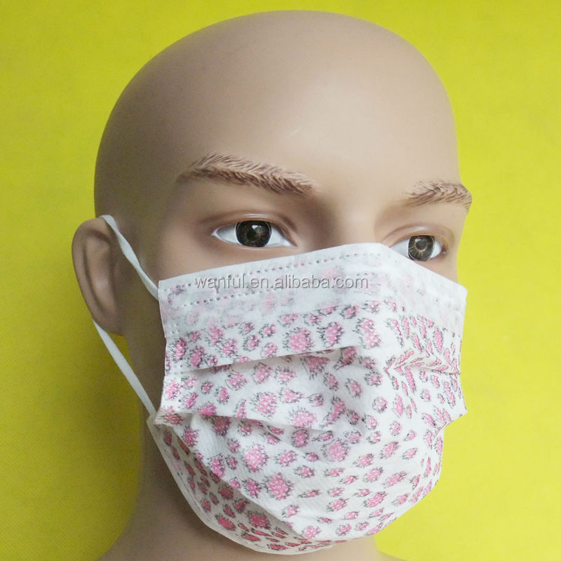 使い捨てフェイスマスク2ply/3ply/4プライ耳のループ・上にネクタイ、 オートマシン個々のパッキング仕入れ・メーカー・工場