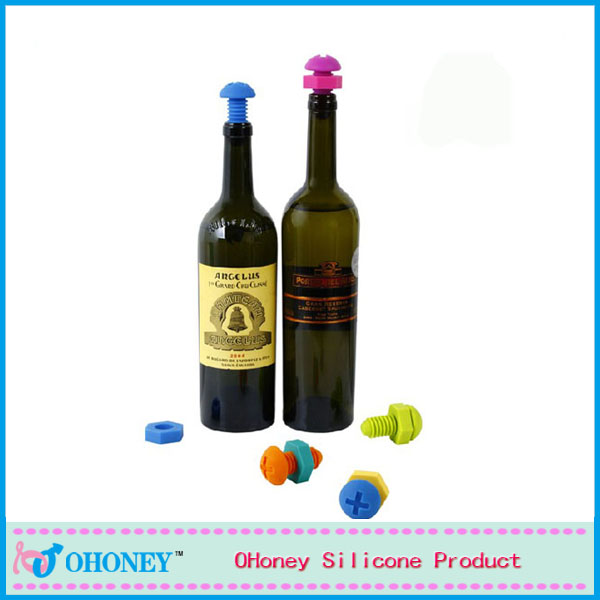 ノベルティ高品質ねじナットシリコーンボトルのプラグ形状のための赤ワインのグラスボトル/ボトルキャップシリコンストッパーコルクバー用仕入れ・メーカー・工場