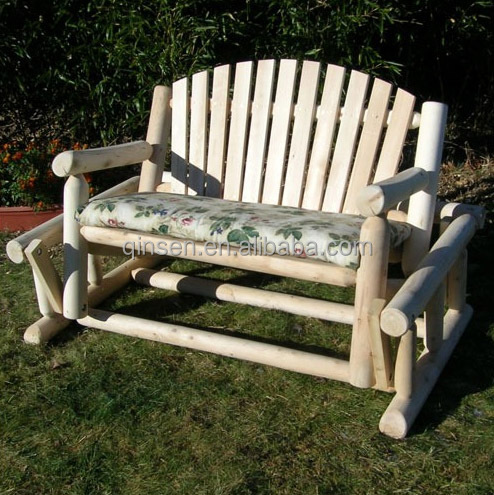 従来のログ丸太ガーデンチェア2席スタイルの木製の椅子問屋・仕入れ・卸・卸売り