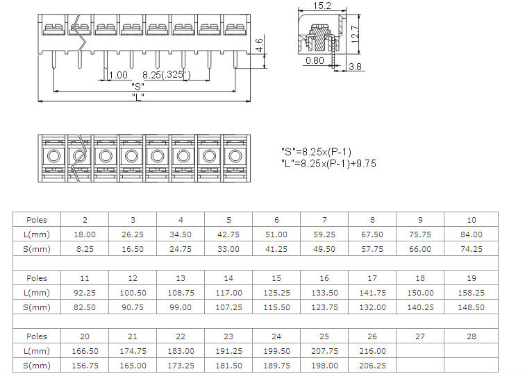 Hb825-8.25mm低電圧端子ブロック仕入れ・メーカー・工場