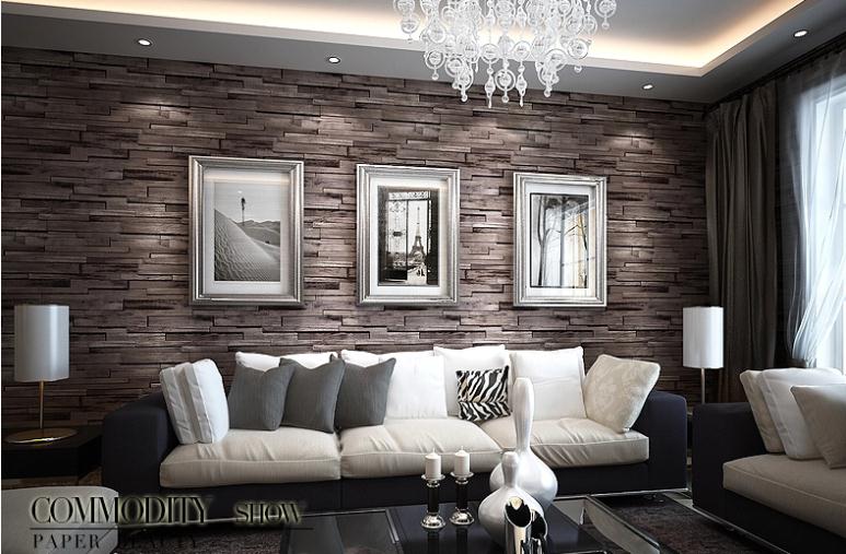 Luxury wood blocks brick wall effect vinyl 10m wallpaper roll ...