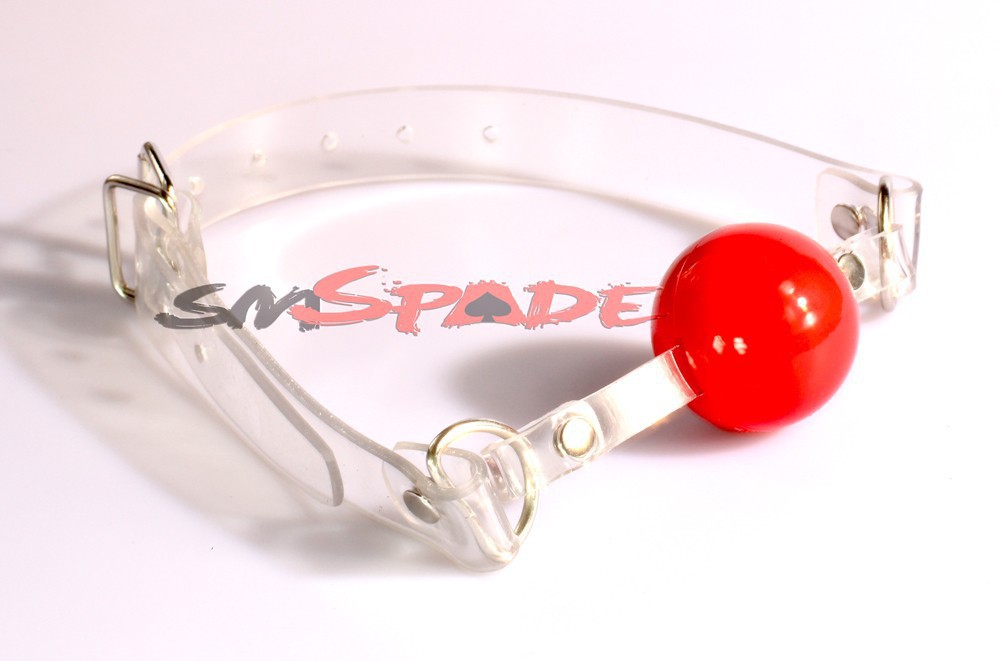 Red Solid Rubber Ball Gag100 Handmade Gag With Clear Belt And Red 8688