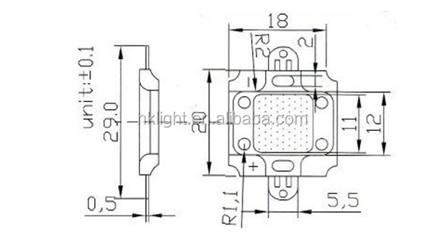 epistar bridgelux 45mil 35 mil chip plant growing 5w blue high power led emitter 440nm 450nm 455nm 460nm 465nm 470nm