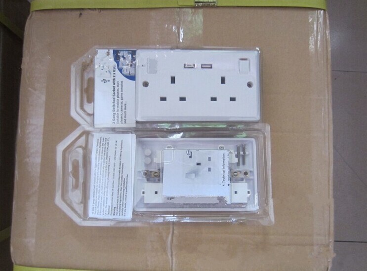 工場促進高品質用英国プラグ付きusbソケット5v1aダブルusbポートソケット仕入れ・メーカー・工場