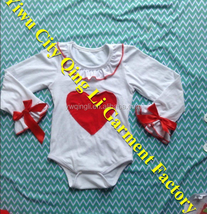 ファッションバレンタインハート2014年赤ちゃんの男の子の赤ちゃんの男の子の綿のボディスーツネクタイ素敵なバレンタインデーのためのロンパー問屋・仕入れ・卸・卸売り