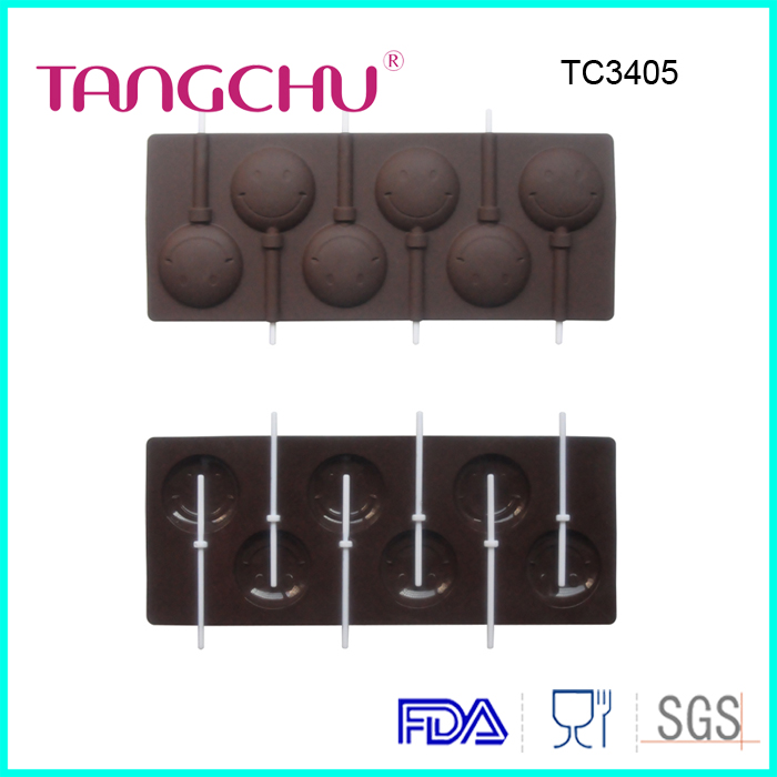Smiley chocolate lollipops shaped mold silicone baking utensils
