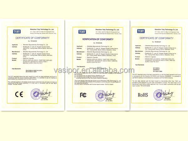 vasipor certificate