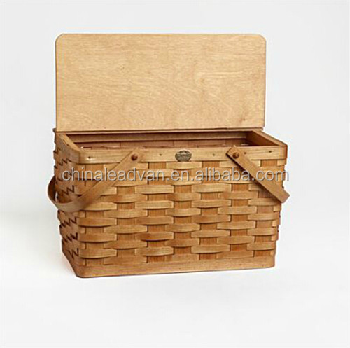 古典的な木製の手工芸品を持つ木蓋ピクニックバスケットを織り仕入れ・メーカー・工場