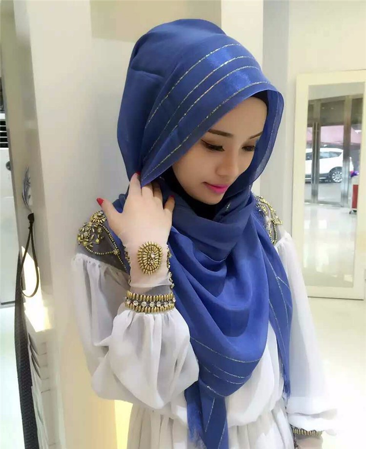 Feuille d\u0027or bande de mode arabe belle foulard islamique femmes musulmanes hijab