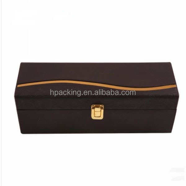 accept custom order black pu leather champagne flute bottle gift box