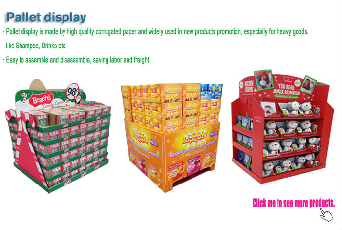 supermarket chewing gum cardboard display/pallet of energy drinks