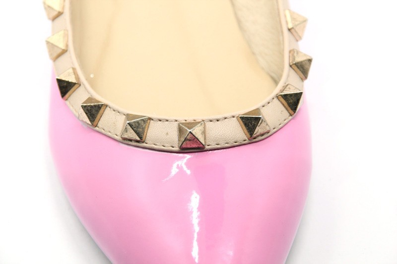 ファッションレディースフラットシューズピンクいるピラミッド装飾的な、 yj1501297靴仕入れ・メーカー・工場