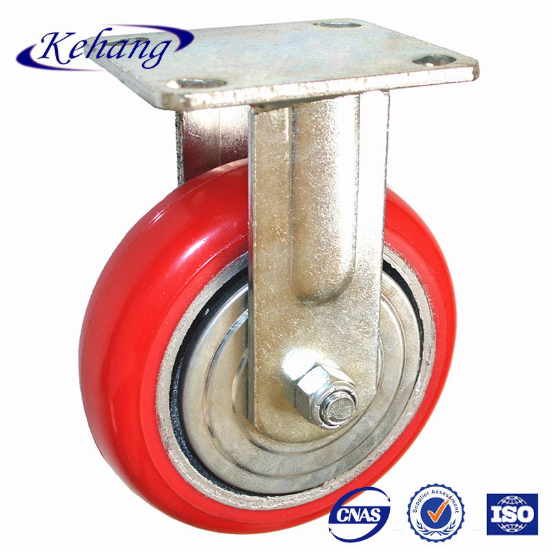 5" Heavy Duty Fixed Caster,Swivel Brake Rubber Caster,125mm Pu Rigid