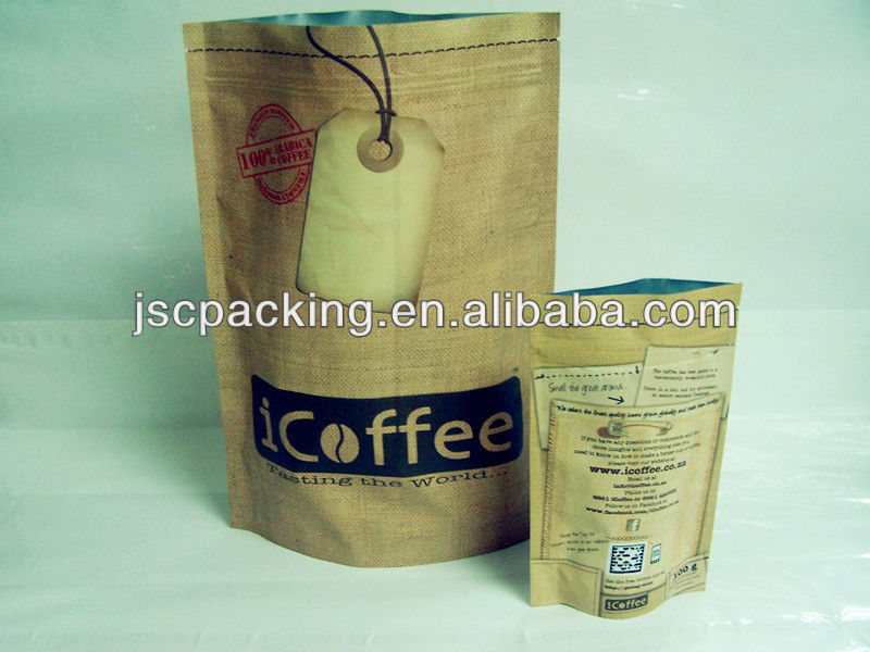 Resealable plastic stand up tea package bag/aluminum foil food grade tea bag