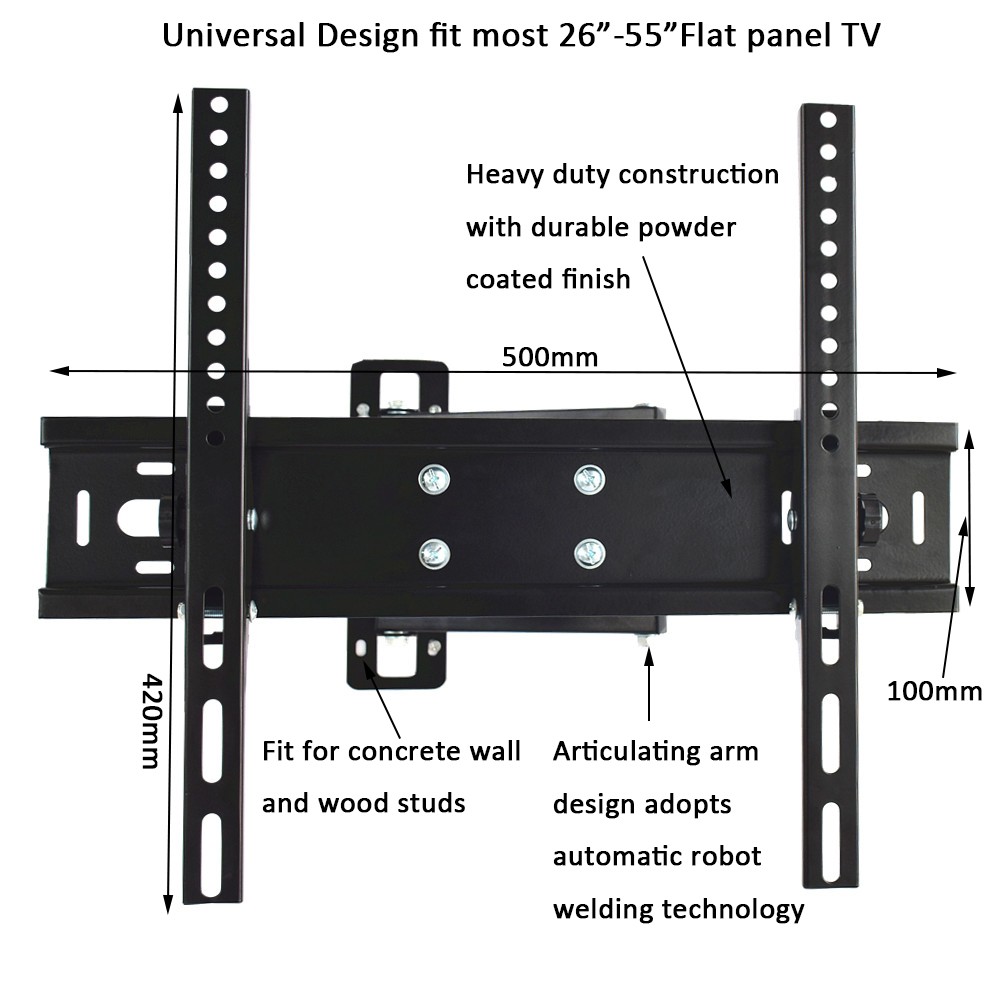 Hot Wholesale 180 Degree Flexible Swinging Single Arm Full Motion Tv