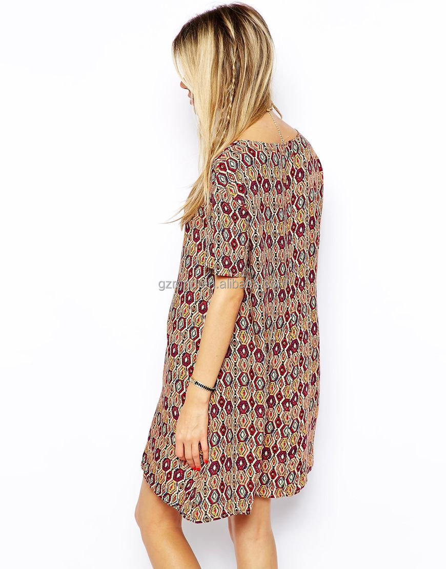 ファッションのドレスシャツ2014年シフトドレス熱い販売民間療法で華やかなプリント問屋・仕入れ・卸・卸売り
