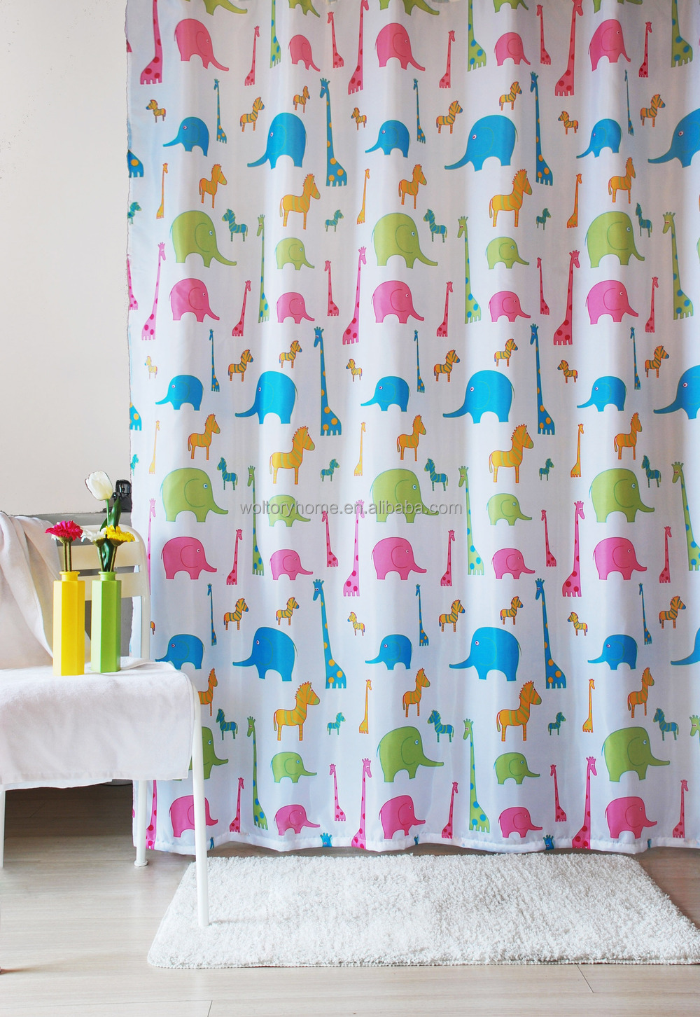 Kleur doos verpakt douchegordijn en bad mat set, kinderlijke mooie ...