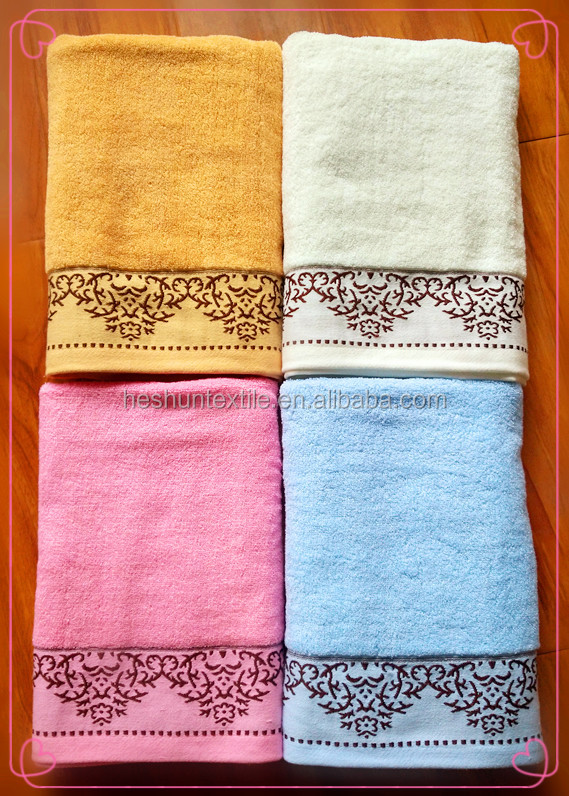 bath towel type plain dyed bath hand towel set with stain border