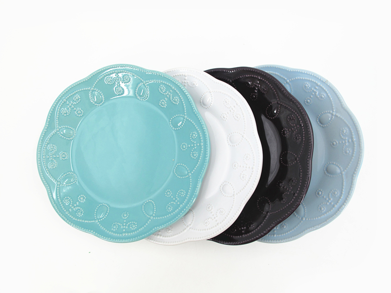 Unbreakable Round Fancy Coloured Flower Stoneware Bulk Dinner Plates