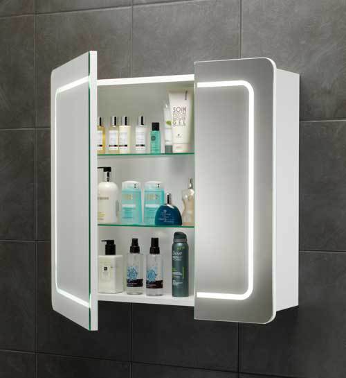 New Style Wall Mount Medicine With Double Sided Mirror Door,Led