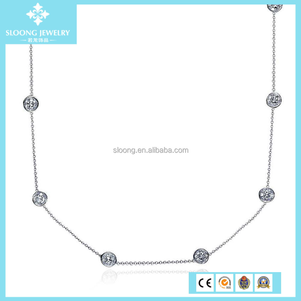 open circle diamond silver pendant necklace 925 wholesale