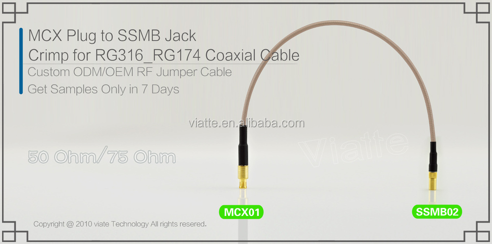 Mcxプラグ/maleへssmbjack/rg316_rg174メス圧着同軸ケーブルのコネクタのための仕入れ・メーカー・工場